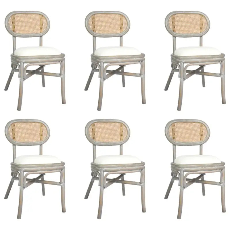 Natuurlijk Rattan Eetkamerstoelen voor een stijlvolle woonkamer uitstraling - Grijs / 6 - Eetkamerstoelen