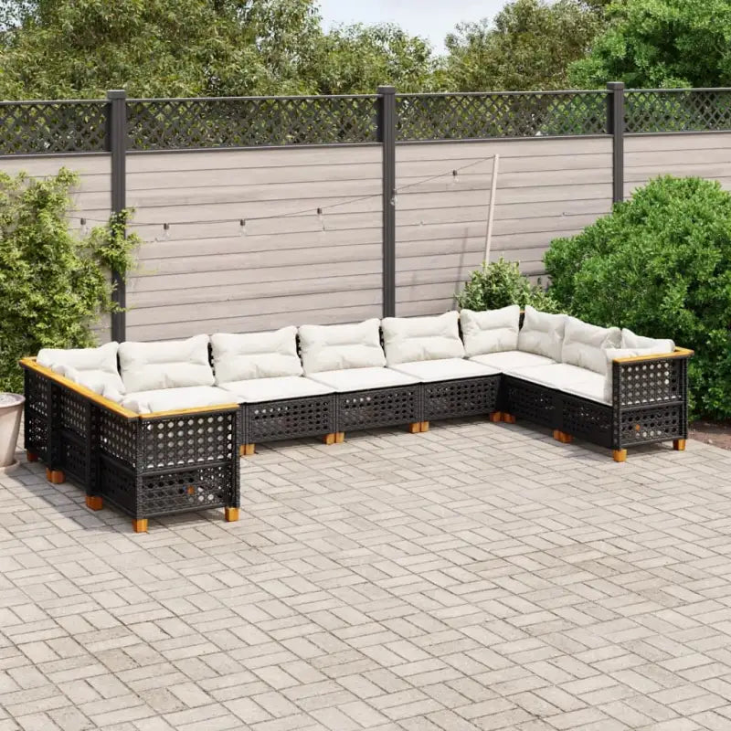 Natuurlijke olieafwerking loungeset in zwart gepoedercoat staal - Zwart / Zonder tafel / gat weven - Tuinsets