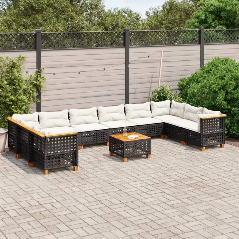 Natuurlijke olieafwerking loungeset in zwart gepoedercoat staal - Zwart / Met tafel / gat weven - Tuinsets