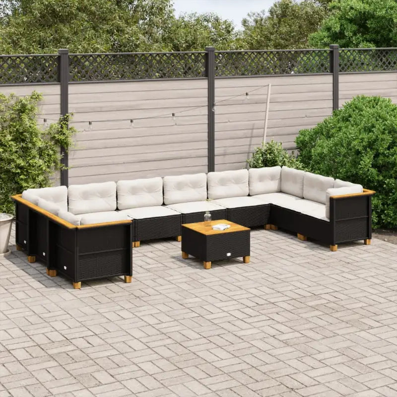 Natuurlijke olieafwerking loungeset in zwart gepoedercoat staal - Zwart / Met tafel / Dichtgeweven - Tuinsets