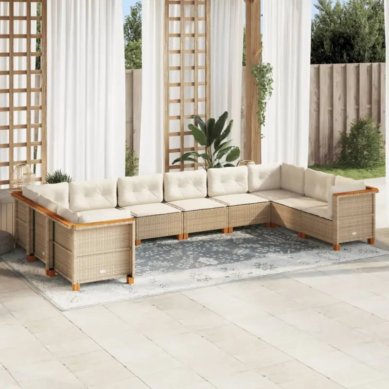 Natuurlijke olieafwerking loungeset in zwart gepoedercoat staal - Beige / Zonder tafel / Dichtgeweven - Tuinsets
