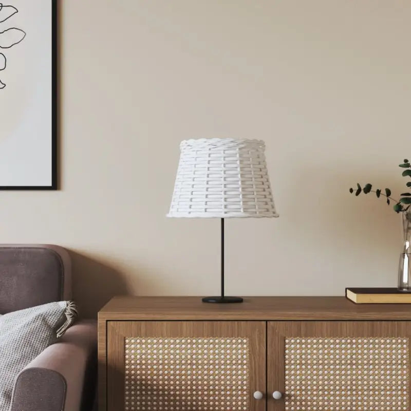 Natuurlijke wicker lampenkap met houder gat voor sfeervolle verlichting - Wit / Ø 25 x 17 cm - Lampenkappen