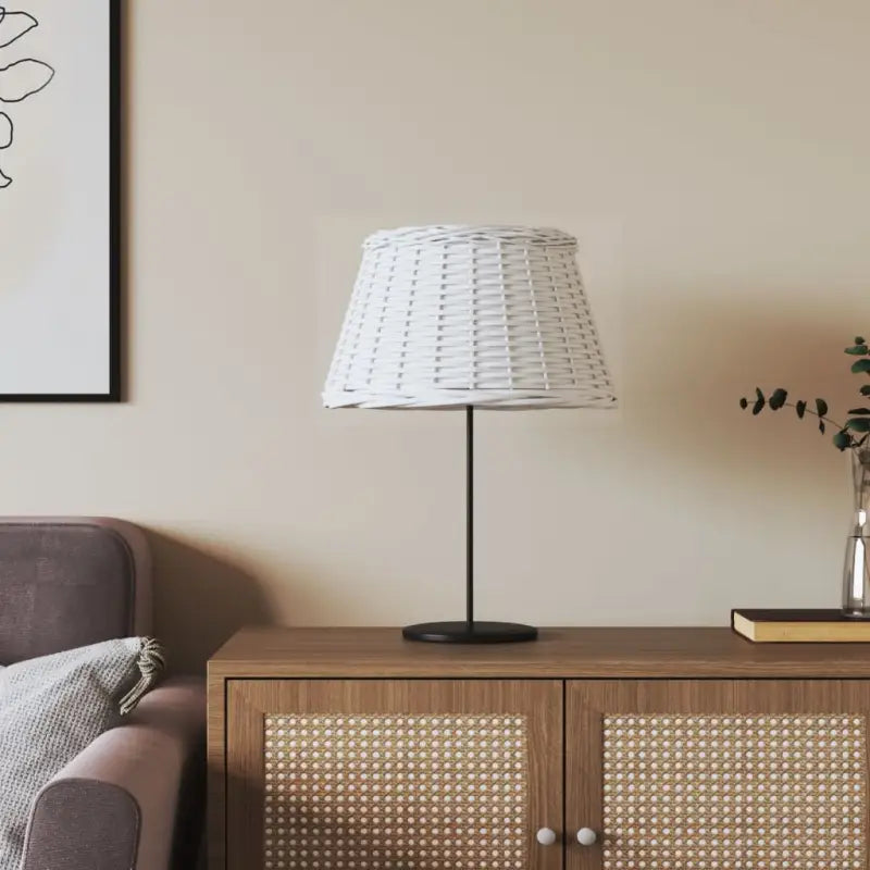 Natuurlijke wicker lampenkap met houder gat voor sfeervolle verlichting - Wit / Ø 50 x 30 cm - Lampenkappen