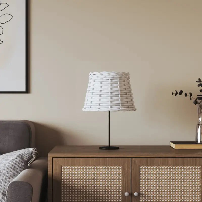 Natuurlijke wicker lampenkap met houder gat voor sfeervolle verlichting - Wit / Ø 20 x 15 cm - Lampenkappen