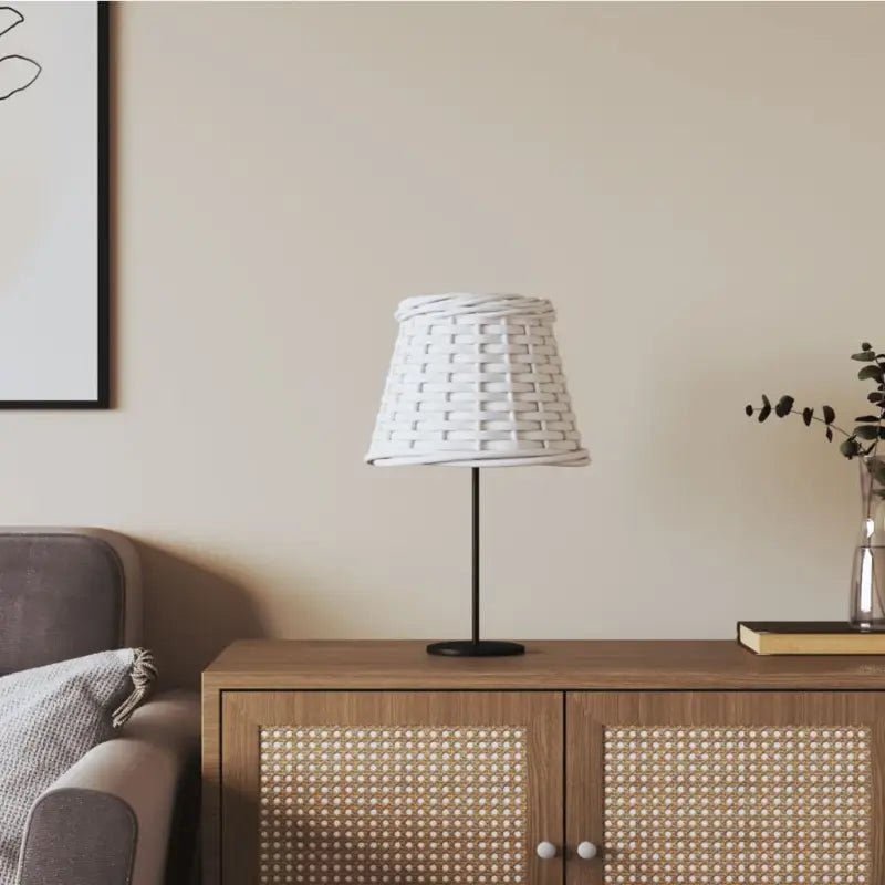 Natuurlijke wicker lampenkap met houder gat voor sfeervolle verlichting - Wit / Ø 15 x 12 cm - Lampenkappen