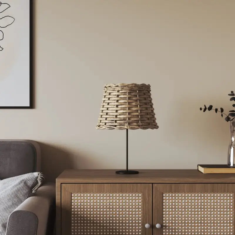 Natuurlijke wicker lampenkap met houder gat voor sfeervolle verlichting - Bruin / Ø 20 x 15 cm - Lampenkappen