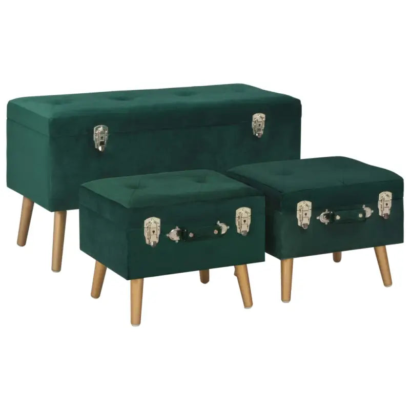 Opberg- en halbankje met fluweel bekleding voor extra comfort - Groen - Opberg- & halbankjes
