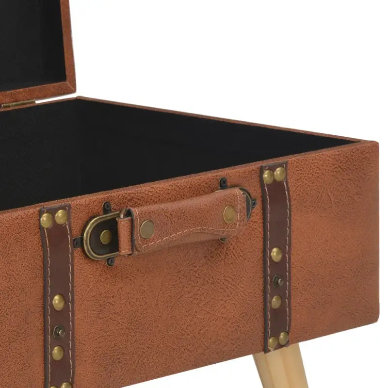 Opberg- en halbankje met massief houten poten en kunstlederen bekleding - Tan - Opberg- & halbankjes