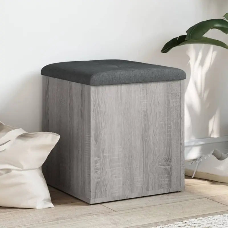Opbergbankje grijs sonoma bewerkt hout voor opslag en zitplezier - Grijs sonoma / 42 x 42 x 45 cm - Opberg- & halbankjes