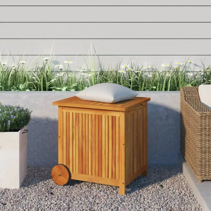 Opbergbox van massief acaciahout voor tuin en binnengebruik - 60 x 50 x 58 cm - Opbergboxen voor buiten