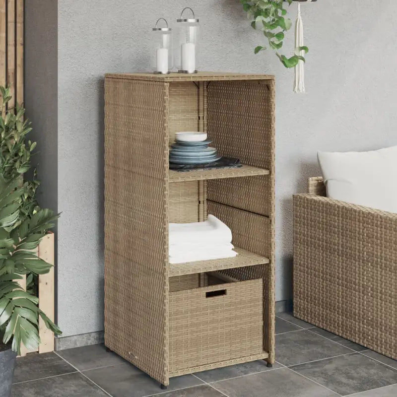 Opbergbox voor buiten in poly rattan voor tuinmeubels en accessoires - Beige - Opbergboxen voor buiten
