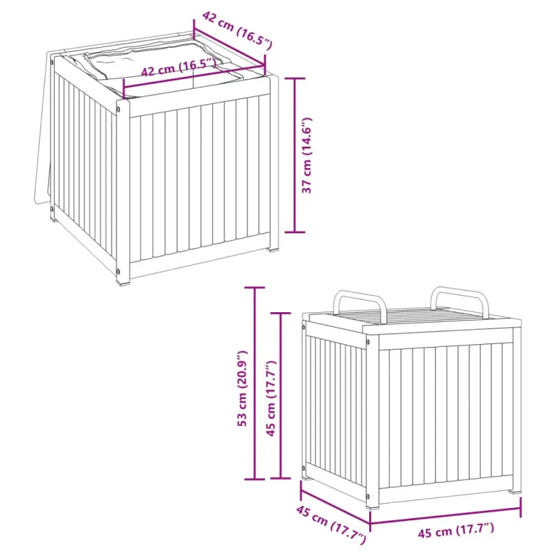 Opbergboxen voor buiten van massief acaciahout voor tuin en terras - Opbergboxen voor buiten