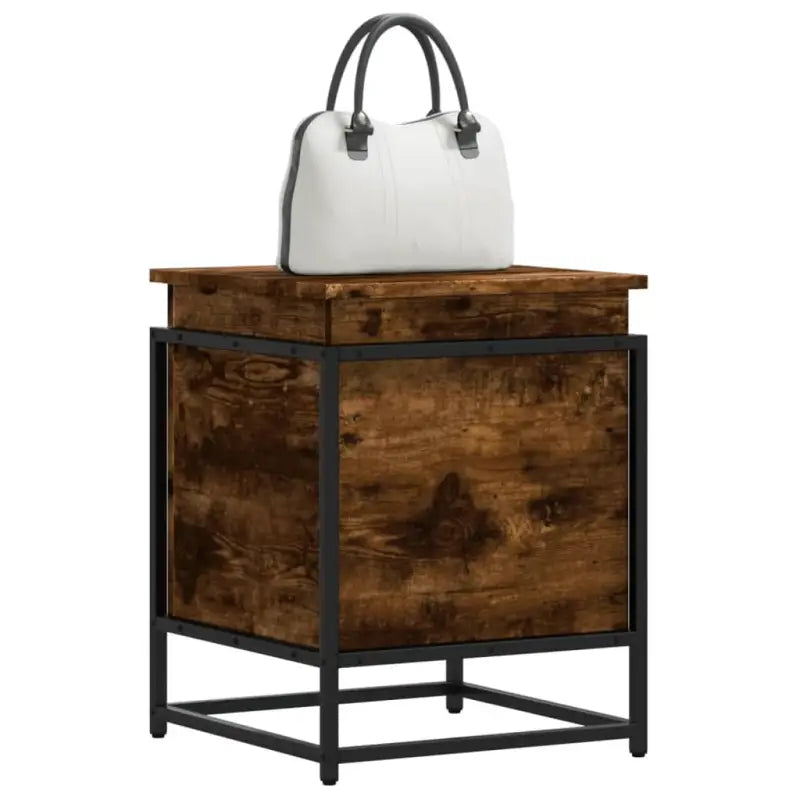 Opbergdozen van bewerkt hout in grijs Sonoma voor stijlvolle opbergruimte - Gerookt eiken / 40 x 40 x 51.5 cm / 1