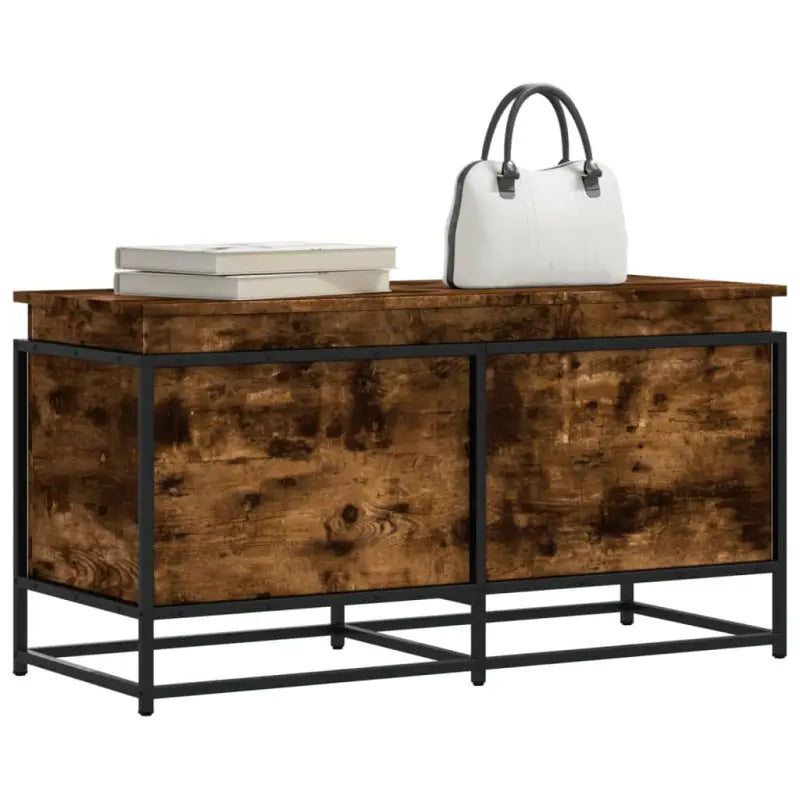 Opbergdozen van bewerkt hout in grijs Sonoma voor stijlvolle opbergruimte - Gerookt eiken / 100 x 40 x 51.5 cm / 1
