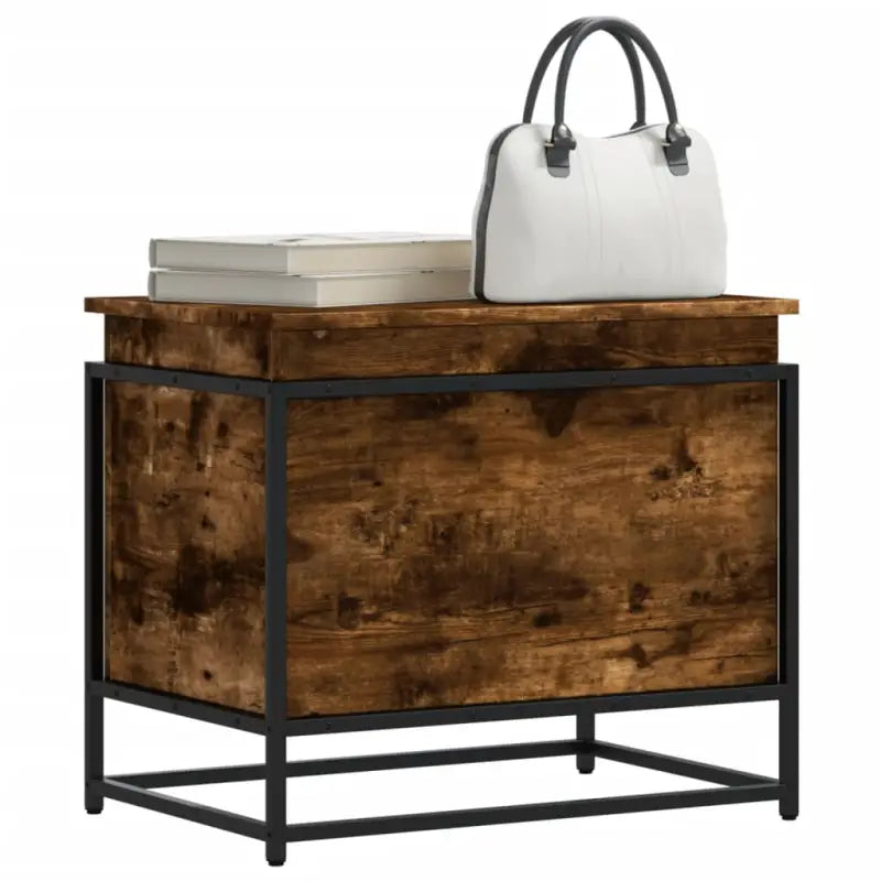 Opbergdozen van bewerkt hout in grijs Sonoma voor stijlvolle opbergruimte - Gerookt eiken / 60 x 40 x 51.5 cm / 1