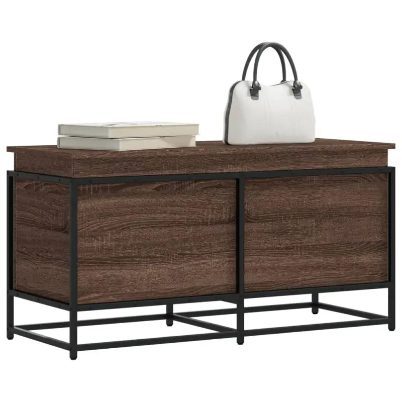 Opbergdozen van bewerkt hout in grijs Sonoma voor stijlvolle opbergruimte - bruin eikenkleur / 100 x 40 x 51.5 cm / 1