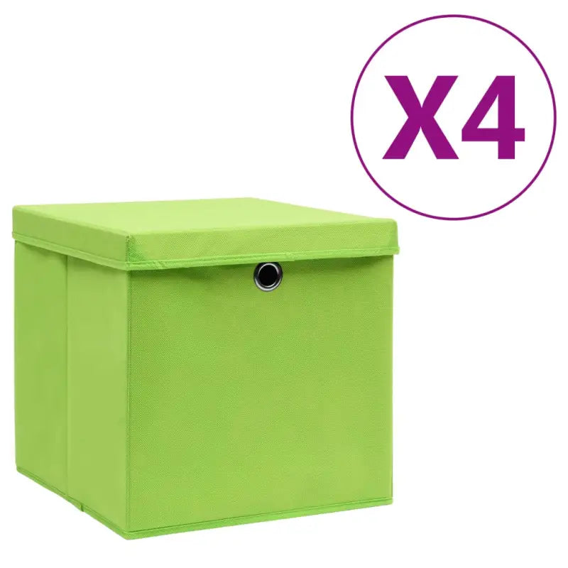 Opbergdozen van nonwoven stof voor lichte en stijlvolle opbergoplossingen - Groen met deksels / 4 - Opbergdozen