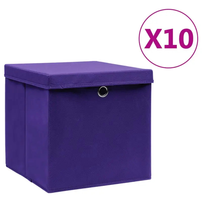 Opbergdozen van nonwoven stof voor lichte en stijlvolle opbergoplossingen - Paars met deksels / 10 - Opbergdozen