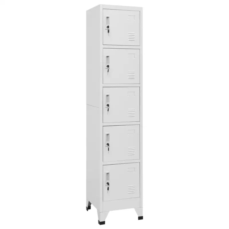 Opbergkast met afsluitbare deur voor kantoor of ruimte decoratie - Grijs / 1 / Met 5 lockers - Opbergkasten &