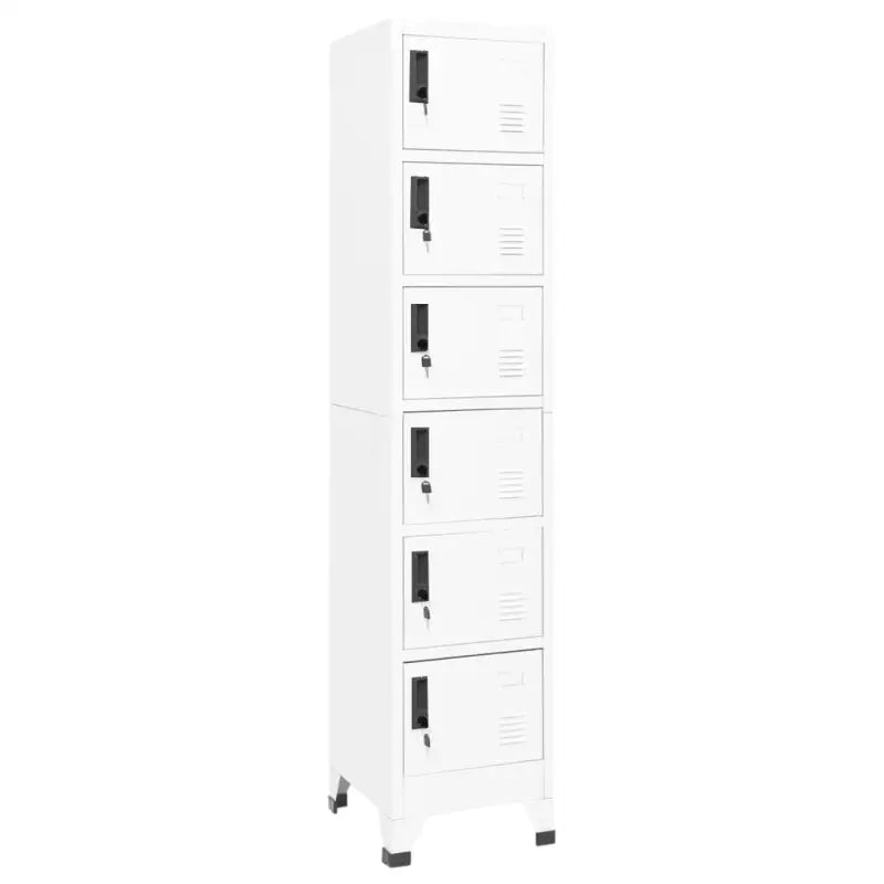 Opbergkast met afsluitbare deur voor kantoor of ruimte decoratie - Wit / 1 / Met 6 lockers - Opbergkasten & lockerkasten