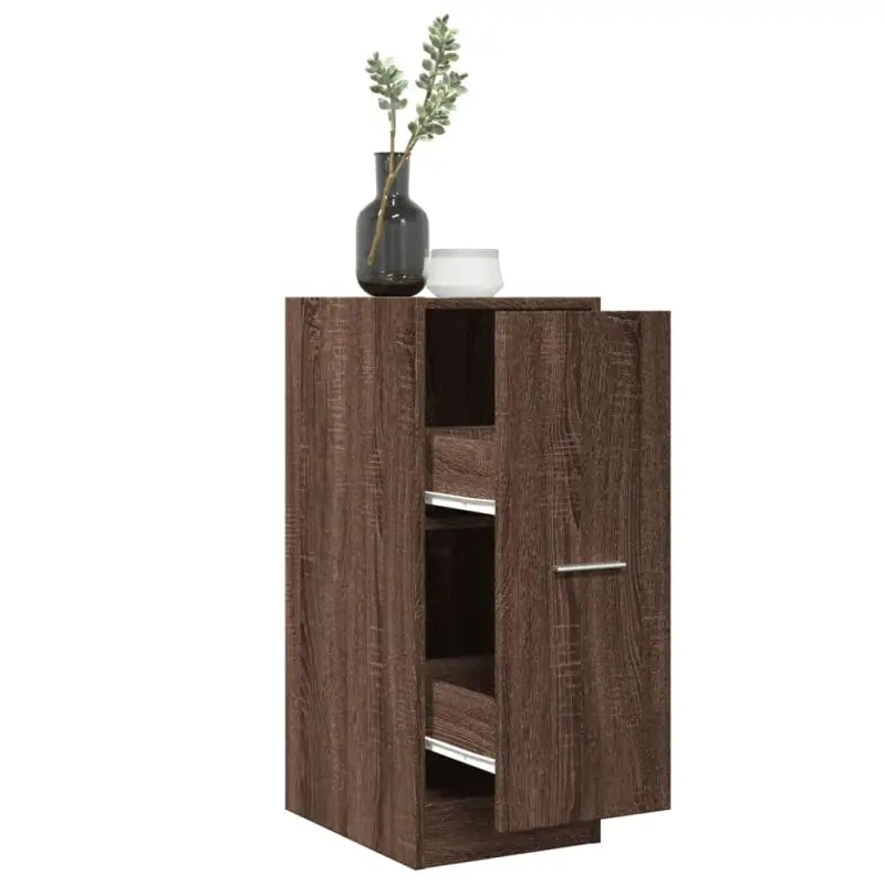Opbergkast met bewerkt hout voor stijlvol en duurzaam opbergen - bruin eikenkleur / 30 x 41 x 77.5 cm / 1