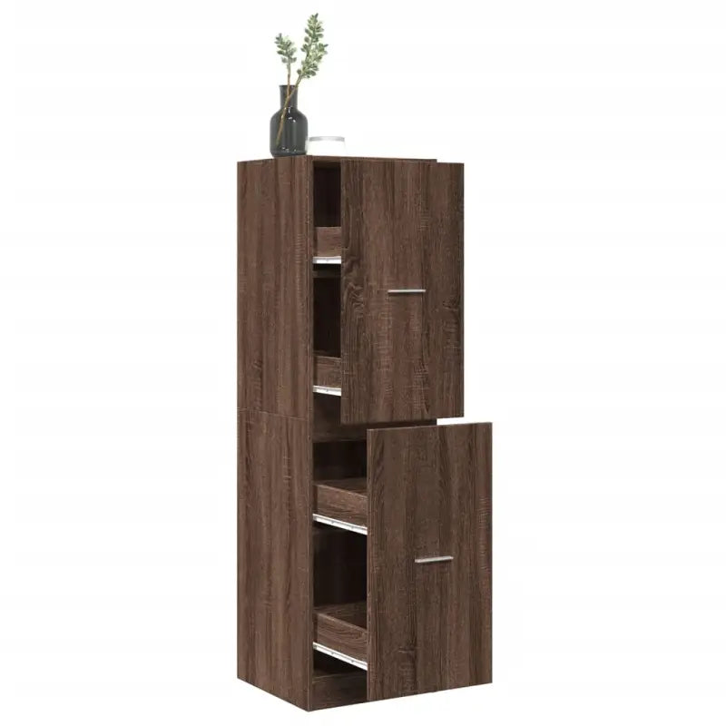 Opbergkast met bewerkt hout voor stijlvol en duurzaam opbergen - bruin eikenkleur / 40 x 41 x 144.5 cm / 1