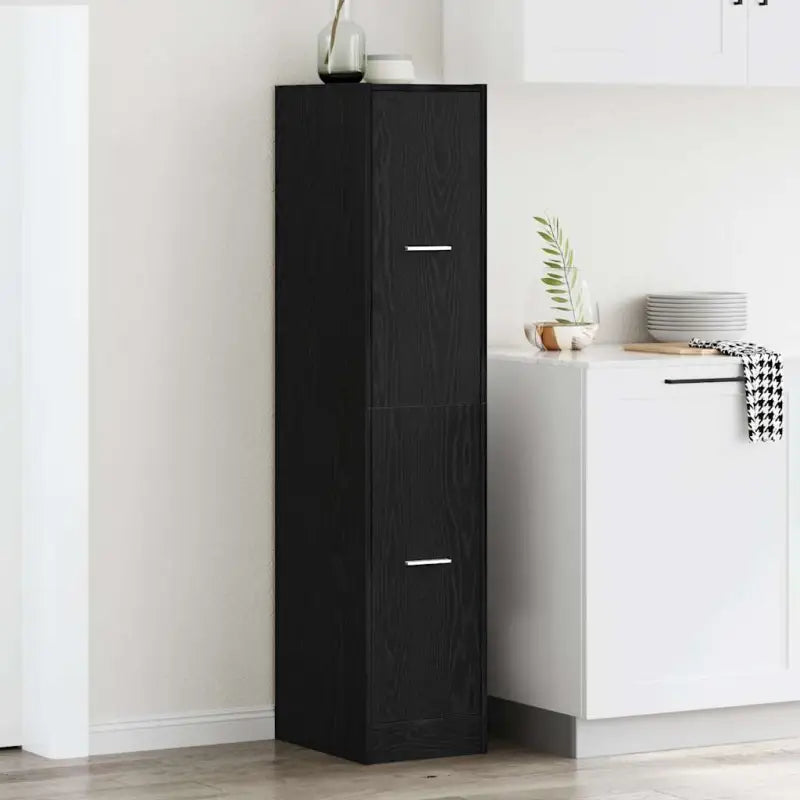Opbergkast met bewerkt hout voor stijlvol en duurzaam opbergen - Zwart eiken / 30 x 41 x 144.5 cm / 1 - Opbergkasten &