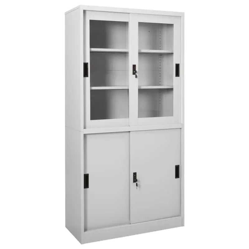 Opbergkast met gehard glas voor een nette kantoorruimte - Lichtgrijs / 1 - Opbergkasten & lockerkasten