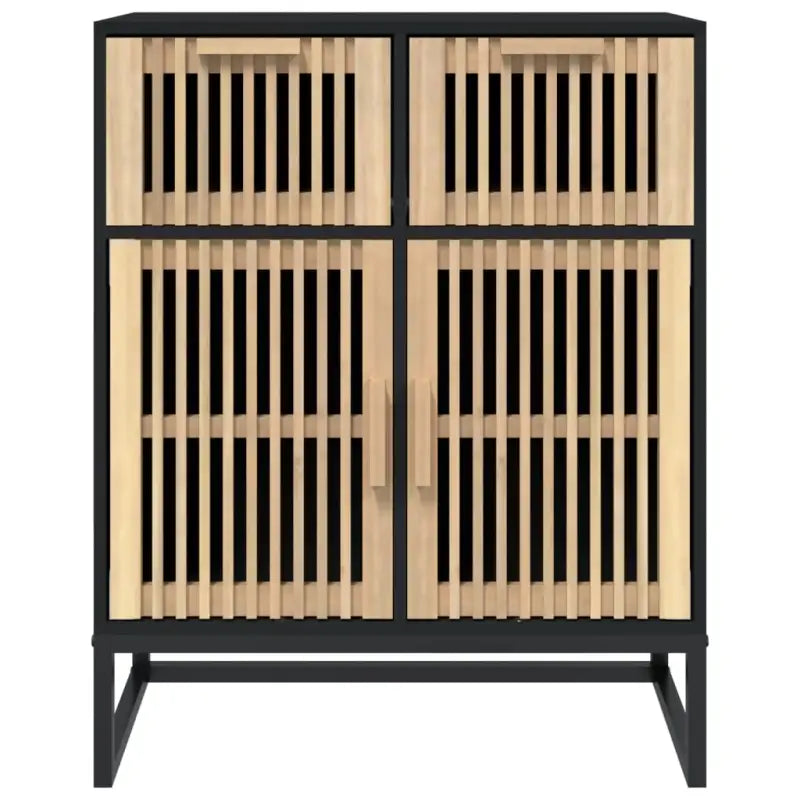 Opbergkast met ijzeren poot en bewerkt hout voor een tijdloos interieur - Opbergkasten & lockerkasten