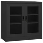 Opbergkast met verstelbare schappen en gehard glas voor documentenstorage - Antraciet / 90 x 40 x 90 cm / 1