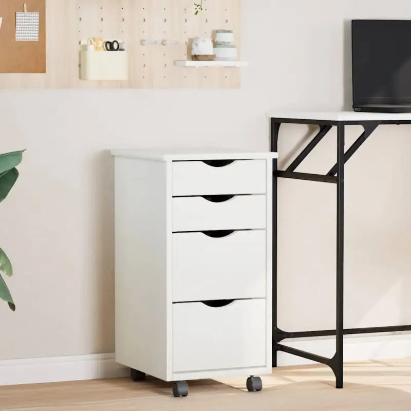 Opbergkast met wielen van massief grenenhout voor gemakkelijk schoonmaken - Wit / 1 - Opbergkasten & lockerkasten