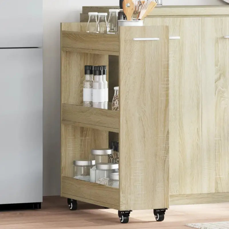 Opbergkast van bewerkt hout met zwenkwielen en ruime opbergmogelijkheden - Sonoma eiken / 1 - Opbergkasten &
