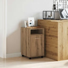 Opbergkast van gerookt eiken bewerkt hout met wieltjes - artisanaal eikenkleurig / 1 - Opbergkasten & lockerkasten