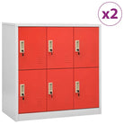 Opbergkast voor verschillende spullen met modern en duurzaam design - Lichtgrijs en rood / 2 / Met 6 lockers