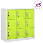 Opbergkast voor verschillende spullen met modern en duurzaam design - Lichtgrijs en groen / 5 / Met 9 lockers