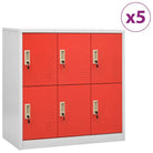 Opbergkast voor verschillende spullen met modern en duurzaam design - Lichtgrijs en rood / 5 / Met 6 lockers