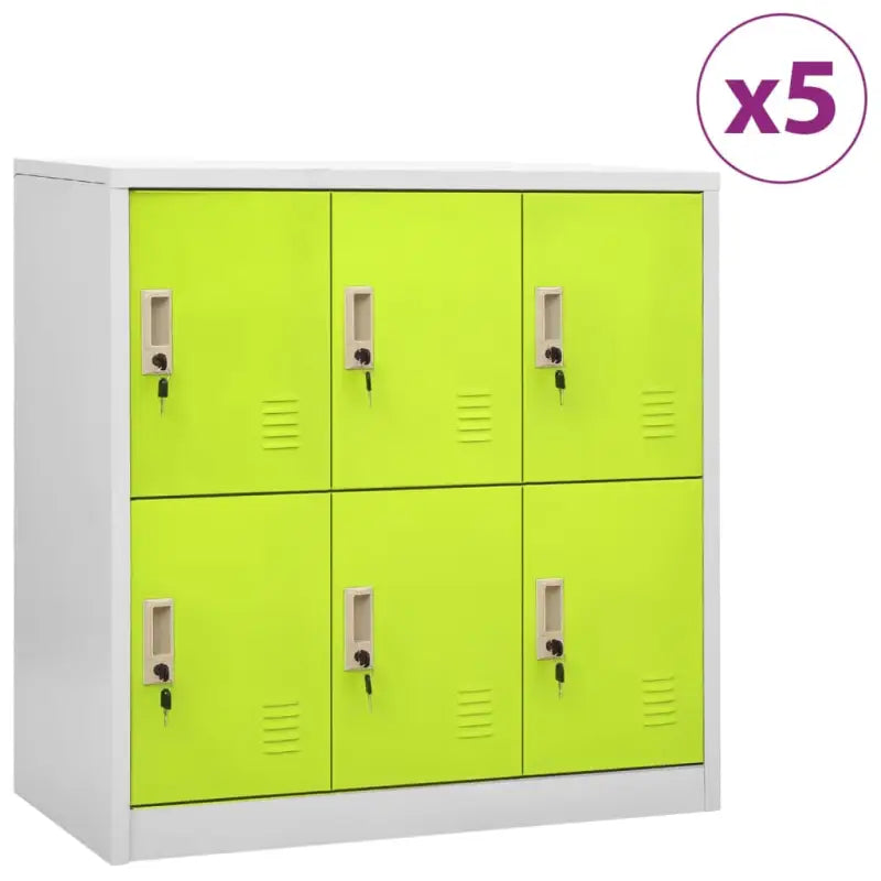 Opbergkast voor verschillende spullen met modern en duurzaam design - Lichtgrijs en groen / 5 / Met 6 lockers