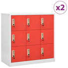 Opbergkast voor verschillende spullen met modern en duurzaam design - Lichtgrijs en rood / 2 / Met 9 lockers