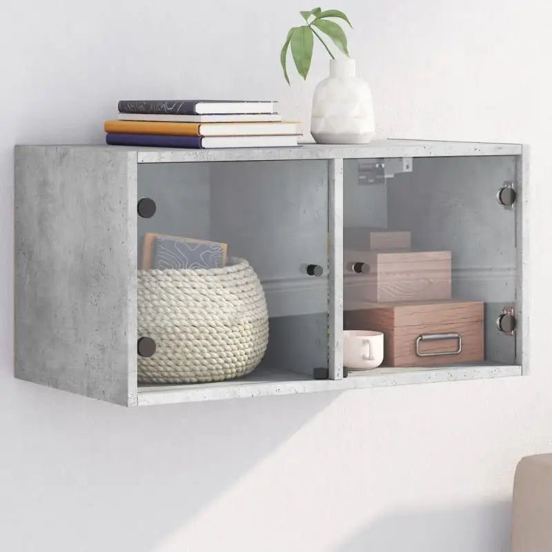 Opbergkasten met glazen deuren voor een lege muur decoratie - Betongrijs / 1 - Opbergkasten & lockerkasten