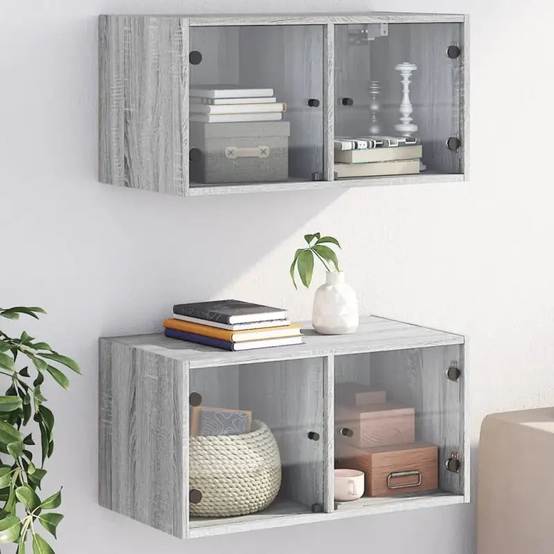 Opbergkasten met glazen deuren voor een lege muur decoratie - Grijs sonoma / 2 - Opbergkasten & lockerkasten