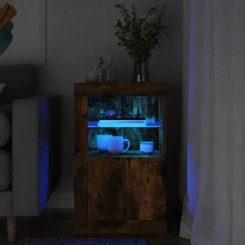 Opbergkasten met RGB LED-verlichting en bewerkt hout - Gerookt eiken / 1 - Opbergkasten & lockerkasten