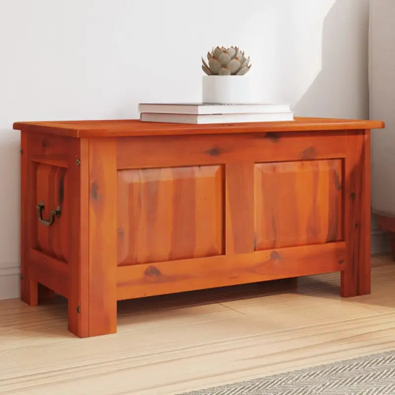 Opbergkist met deksel in massief acaciahout voor natuurlijke opslag - Bruin / 70 x 35 x 37 cm / 1 - Opbergkisten