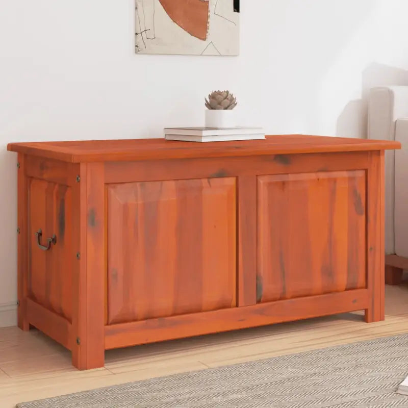Opbergkist met deksel in massief acaciahout voor natuurlijke opslag - Bruin / 110 x 55 x 57 cm / 1 - Opbergkisten