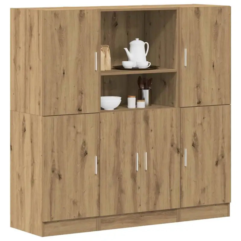 Open planken in bewerkt hout met ideale afmetingen voor je keuken - artisanaal eikenkleurig / 1 - Wandplanken