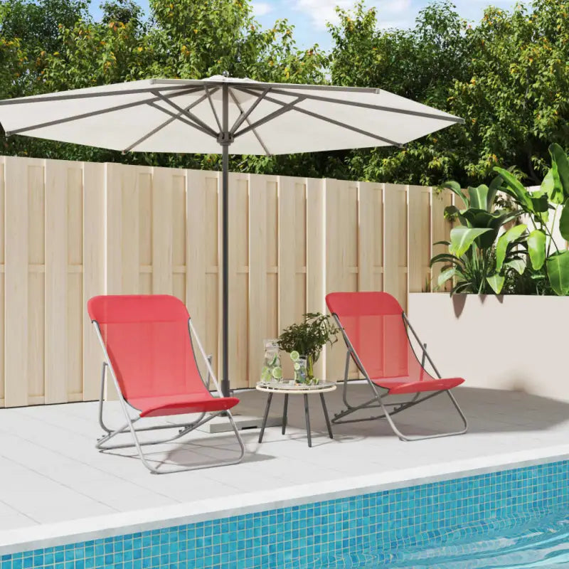 Opvouwbare strandstoel met gepoedercoat staal en verstelbare ligpositie - Rood / 1 - Ligstoelen