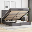 Ottomaanse bed met matras in wit materiaal en ruime opbergruimte - Grijs / 160 x 200 cm - Bedden & bedframes