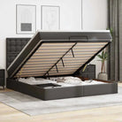 Ottomaanse bed met matras in wit materiaal en ruime opbergruimte - Zwart / 160 x 200 cm - Bedden & bedframes