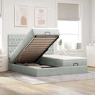 Ottomaanse bed met ruime opbergruimte en zwart materiaal - Lichtgrijs / 180 x 200 cm / Getuft ontwerp - Bedden &