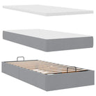 Ottomaanse bed met ruime opbergruimte in lichtgrijs materiaal - Bedden & bedframes