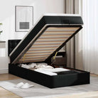 Ottomane bed met grijs materiaal en comfortabele schuimvulling - Zwart / 90 x 200 cm - Bedden & bedframes